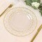 10 Round 7.5" Clear Plastic Salad Plates Gold Dotted Rim Party Catering Supplies